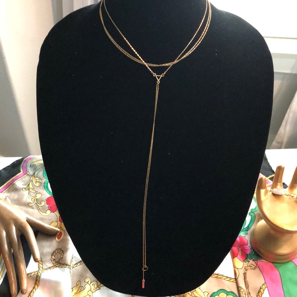 Elegant Gold plated Lariat Necklace and Loft pendant necklace preowned No Box